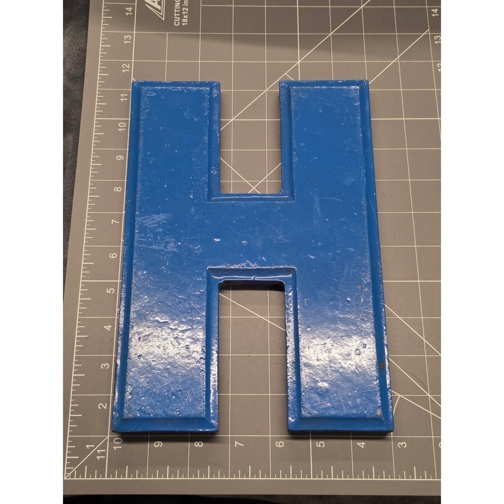 Vintage Wagner Sign Service Cast Metal Marquee Letter H Blue Industrial 10 Inch